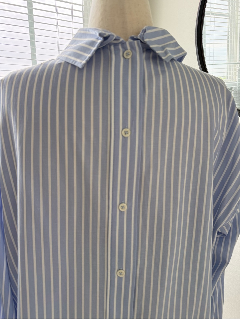 Zara Light Blue & White Vertical Stripe Button-Back Tunic/Dress - Picture 7 of 11